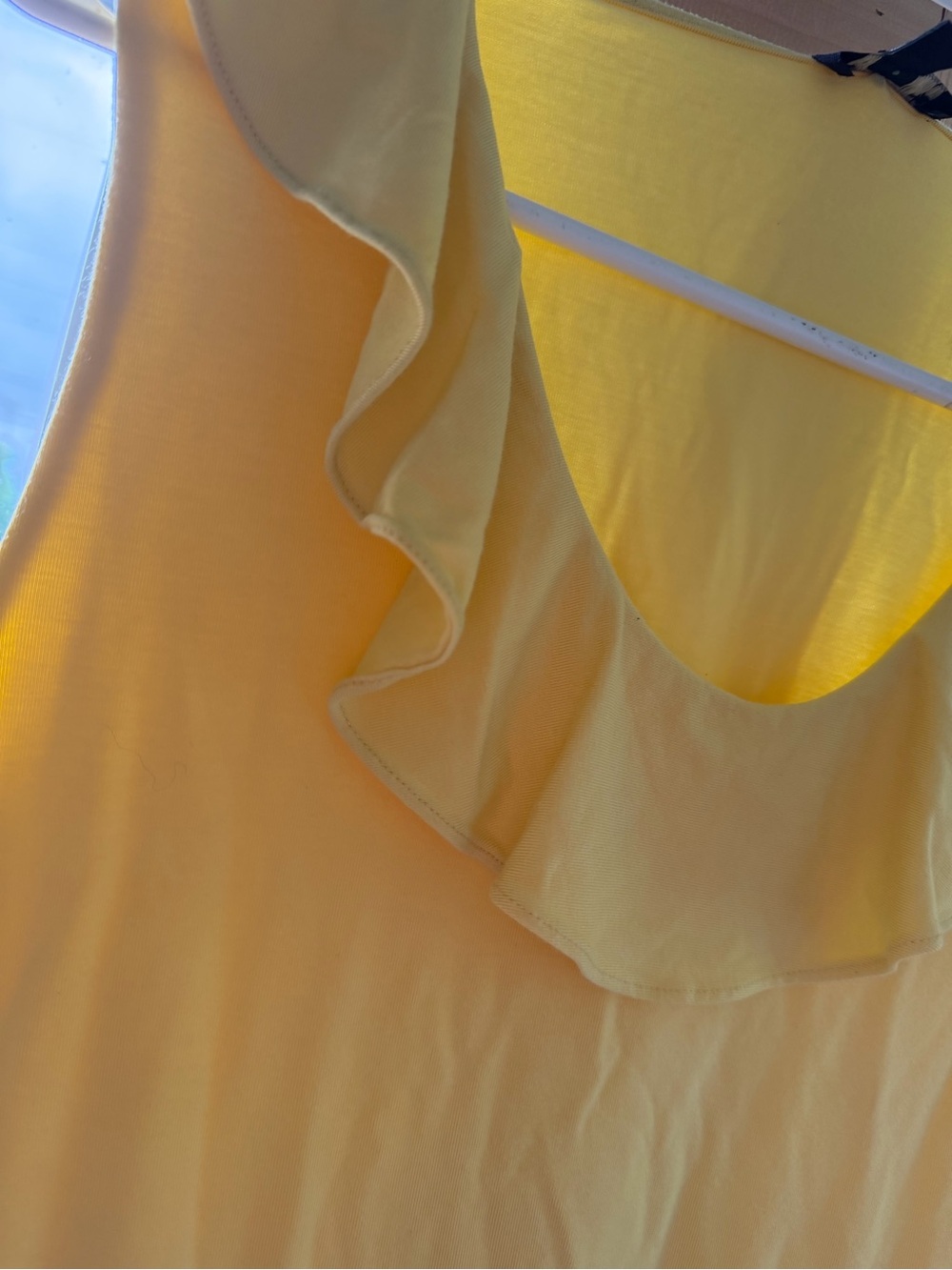 Talbots Yellow Ruffle Neck Sleeveless Top - Picture 2 of 4